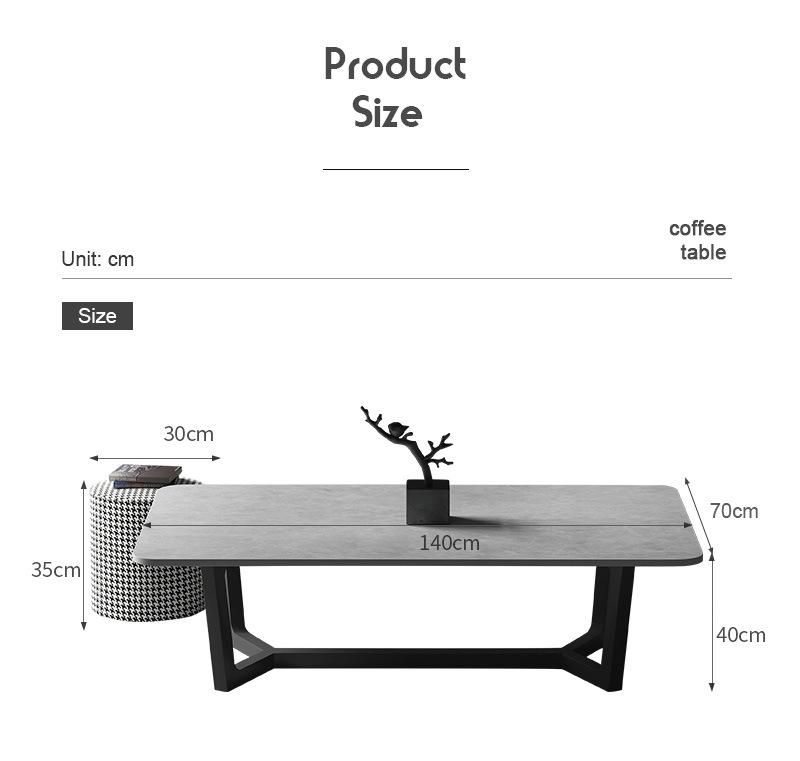 Minimalist Design Home Used Modern Black Coffee Table with Steel Frame