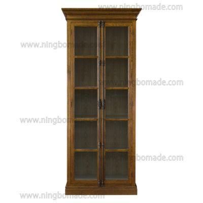 French Classic Provincial Vintage Furniture Coffee Brown Oak High Narrow Cabinet