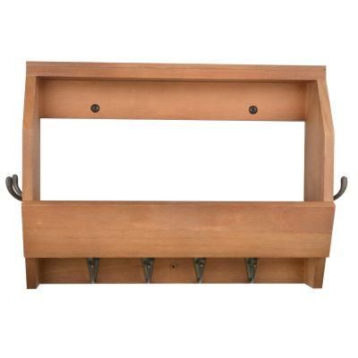 Wall Shelf with 8 Hooks for Hanging Coats, Wood Coat Rack &amp; Mail Organizer for Entryway Farmhouse Decor