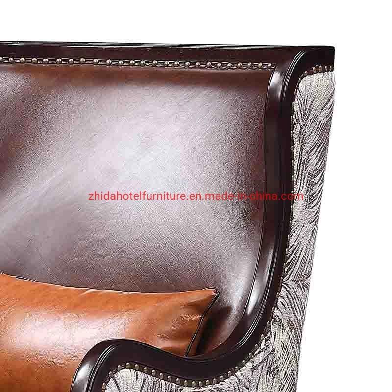 Leather Wooden Frame Living Room Furniture for Hotel Lobby