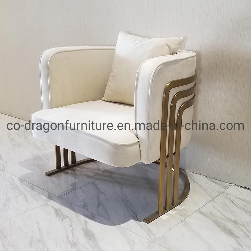 Luxury Home Furniture Gold Stainless Steel Fabric Leisure Chair Set