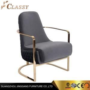 Custom Modern Simple Luxury Fabric Dining Chair in Polished Stainless Steel Frame