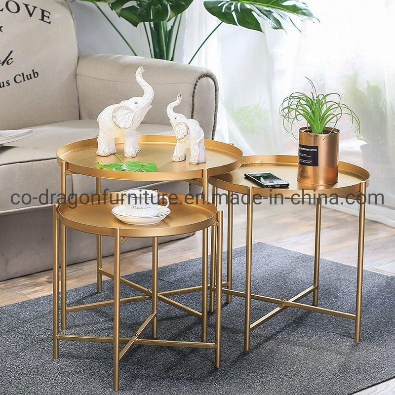 Home Furniture Metal Gold Stainless Steel Side Coffee Round Table