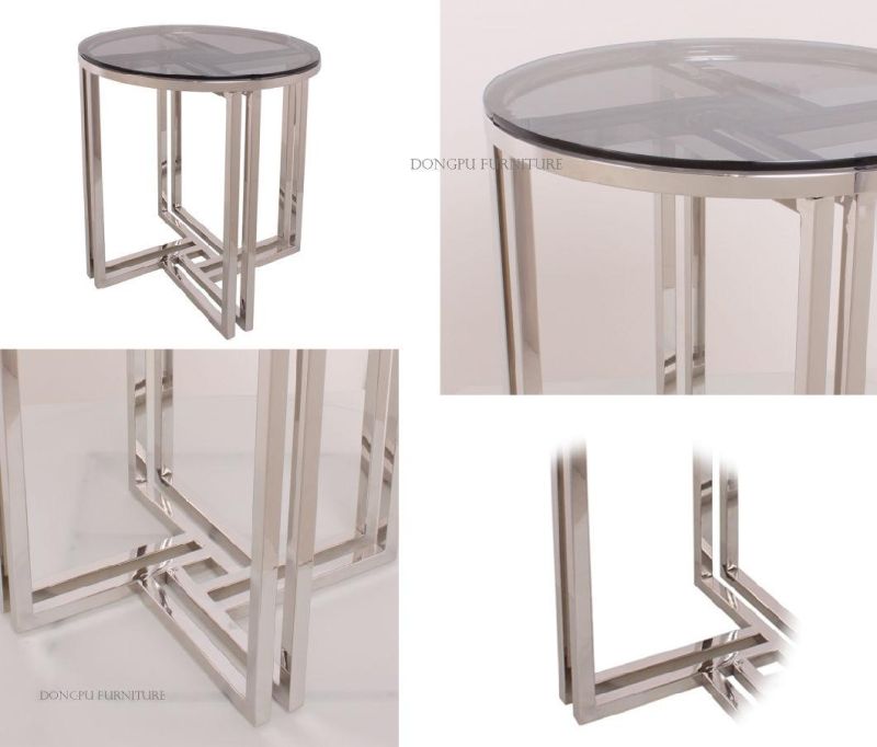 Simple Style Glass Top Cheap End Table for Living Room
