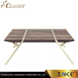 Modern Quality Wooden Top Coffee Table with Stainless Steel Metal Legs