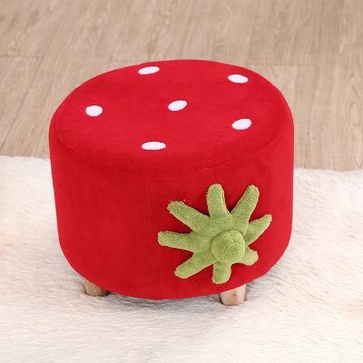 Red Coral Fleece Fabric Kids Ottoman