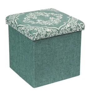 Knobby Printed Foot Rest Pouf Stool Folding Storage Ottoman