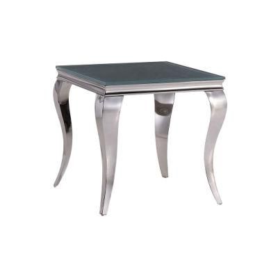 Luxury Square Coffee Table Sets Living Room Stainless Steel Furniture Marble Glass Side Table