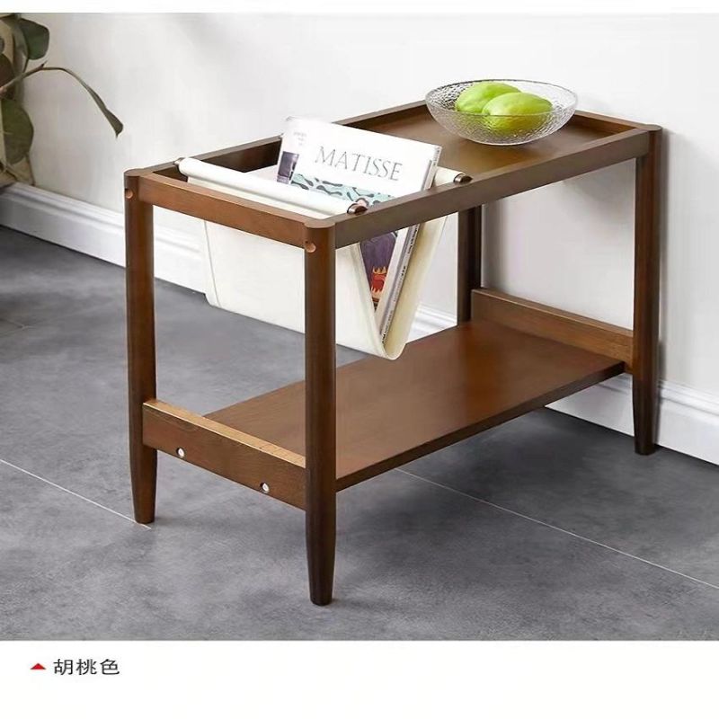 Living Room Furniture Wooden Double Deck Tea Rack Side Table Coffee Table