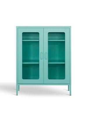 Home Metal Modern 2 Glass Doors Cache Accent Locker Cabinets