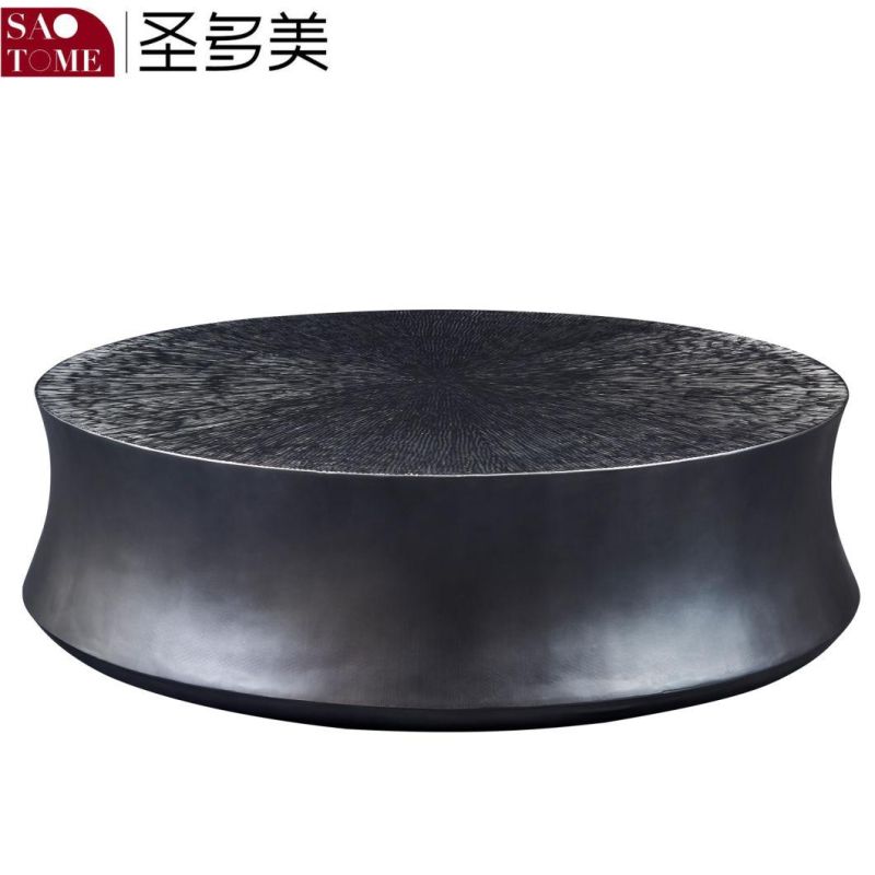 Large Round Table with Melted Glass Surface and Metal Bottom for Hotel Living Room Furniture