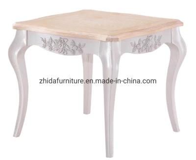 Square Small Wooden White Side Coffee Table for Living Room