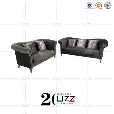 European Classic Design Home Living Room Furniture Set Sectional Luxury Velvet Fabric Sofa with Metal Leg