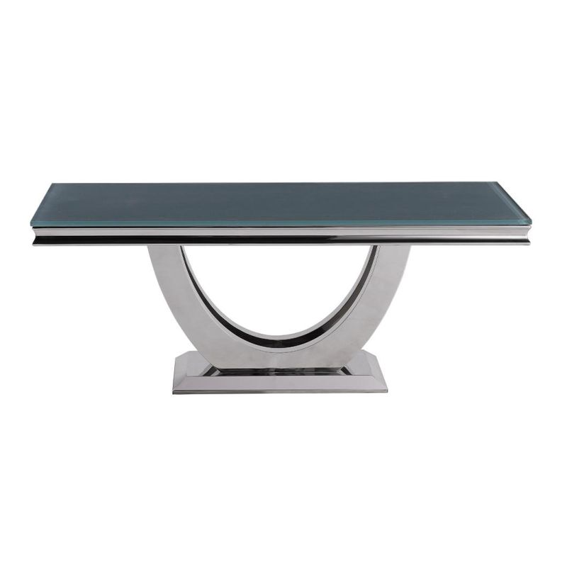 Wholesale Classical Style Home Furniture Stainless Steel Rectangle Glass Coffee Table