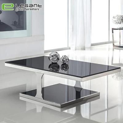 10mm Clear Tempered Glass Table with Black Painting