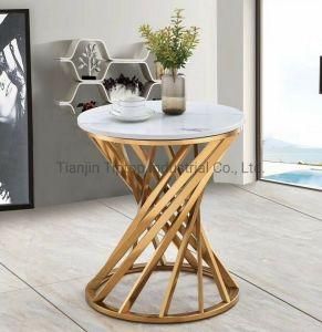 Luxury Glass Top End Table Golden Stainless Steel Base End Table Hotel Furniture Table