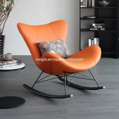 Modern Metal Frame Leather Comfortable Rocking Chairs for Bedroom
