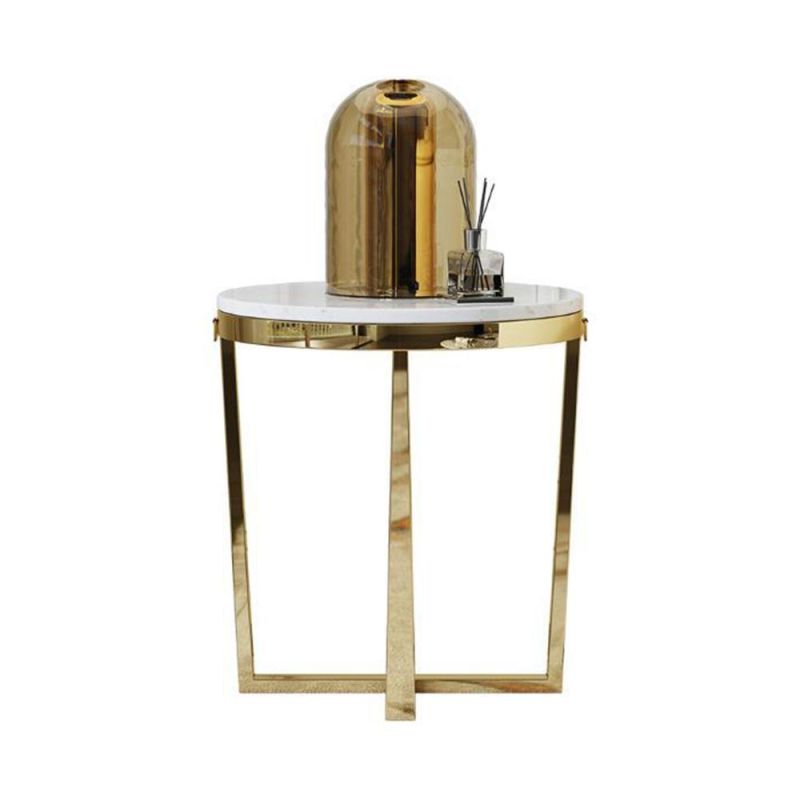 White Marble Top Gold Stainless Steel Modern Sidetable