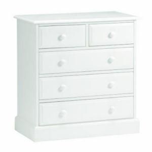 White Painted Wood Chest of 5 Drawers