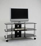 Black Glass TV Stand with Wheels up to 50inches (TVM-009)