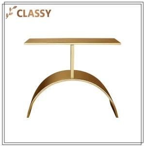 Unique Shape Golden Brushed Stainless Steel Side Table
