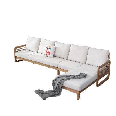 All Solid Wood Removable and Washable Sofa Simple Living Room Corner Sofa 0071
