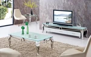 Unique Modern Glass Top Coffee Table with Stainless Steel Frame