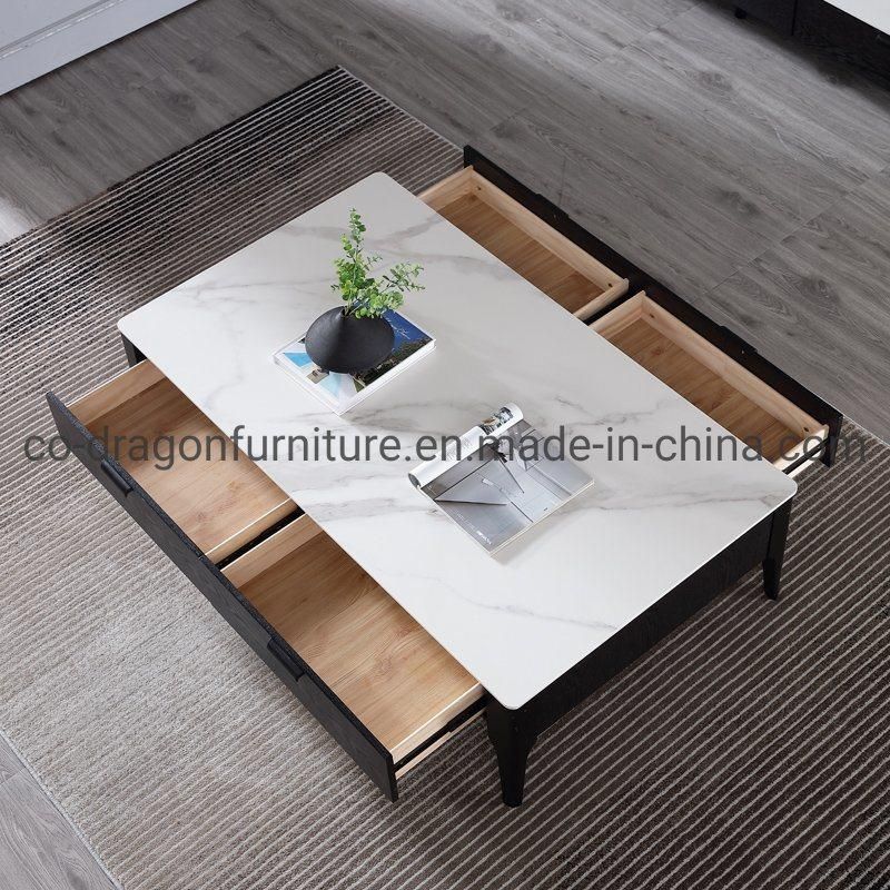 Living Room Furniture Wooden Frame Coffee Table with Marble Top