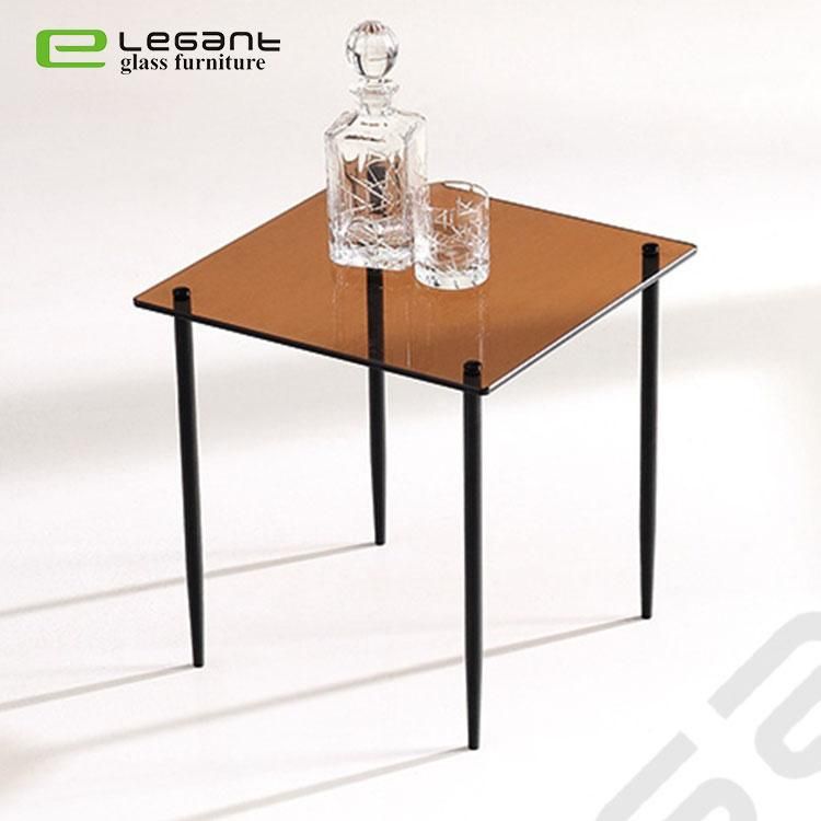 Clear Glass End Table with Solid Wood