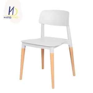 Wholesale Living Room PP White Plastic Dining Chair with Wooden Legs