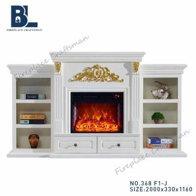 Indoor Freestanding Decor Mantel Book Shelf Console Electric Fireplace with LED Flame Home Heater