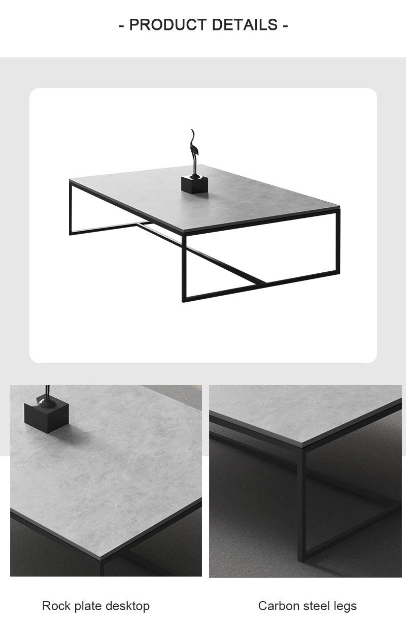 Modern Nordic Designer Black Rectangle Marble Coffee Table for Living Room