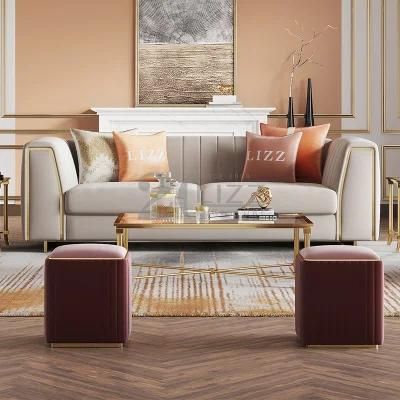 Latest Design Modern Furniture Golden Luxury Living Room Leather Sofa Set