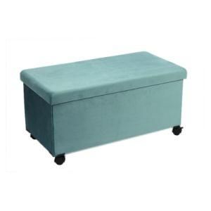 Knobby Upholstered Folding Storage Ottoman Chair with 4 Wheels