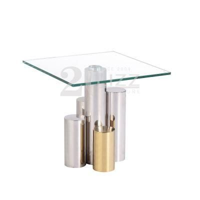 Latest Nordic Design Stainless Steel Home Furniture Modern Glass Coffee Table Leisure Side Table Luxury Tea Table