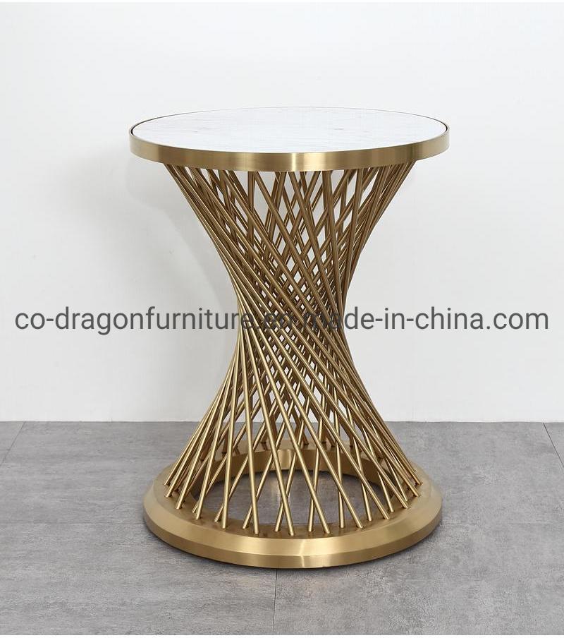 Modern Luxury Home Furniture Steel Coffee Table with Marble Top