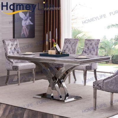 Glass Marble Dining Table Set for Dining Room and Kitchen