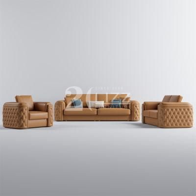 Original Italian Design Chesterfiled Sofa Set Furniture Modern 3+2+1 Geniue Leather Living Room Sofa