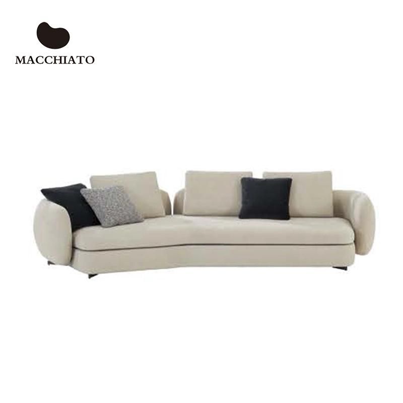 High Seat Depth Italian Sectional Sofas Seaters Multi-Solution 4/3 Seaters L Shape Feather Living Room Sofas Couch Feather Down Filling for Villa