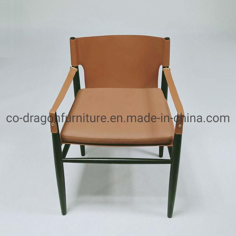 Living Room Furniture Wooden Frame Leather Leisure Chair with Arm