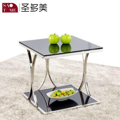 Modern Exquisite Furniture Black Glass Square End Table