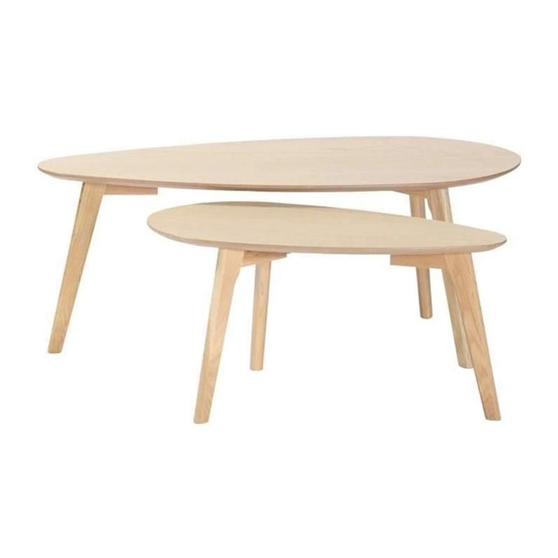 Pure Colored Wooden Coffee Table with Irregular Desktop Shape