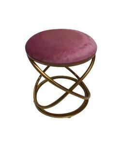 Pink Velvet Fashion Modern Iron Chair Stool Upholstered Dressing Seat