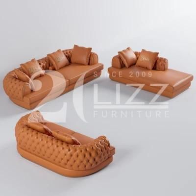 Chesterfield Modern European Style Home Furniture Sofa Bed Living Room Italian Top Grain Leather Sofa