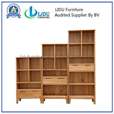 Industrial Modern Oak Wooden Bookshelf with Storage Cabinet with Solid Wood Draw Cabinet Brands