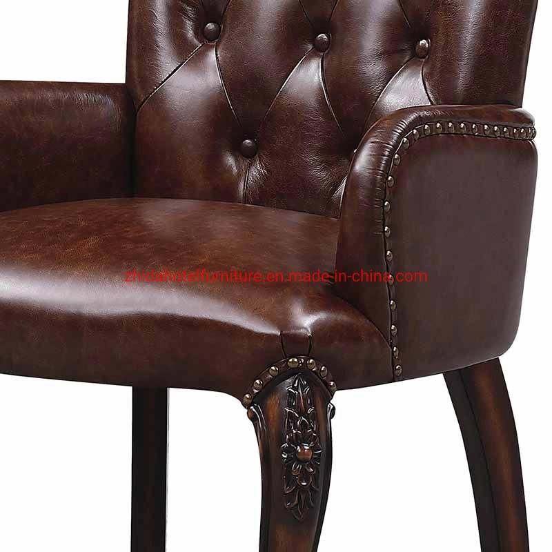 American Style Luxury Leather Living Room Home Hotel Lobby Chair