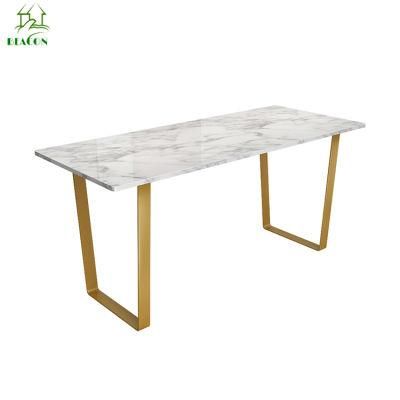 Modern Marble Top Restaurant Night Club Furniture Gold Dining Table