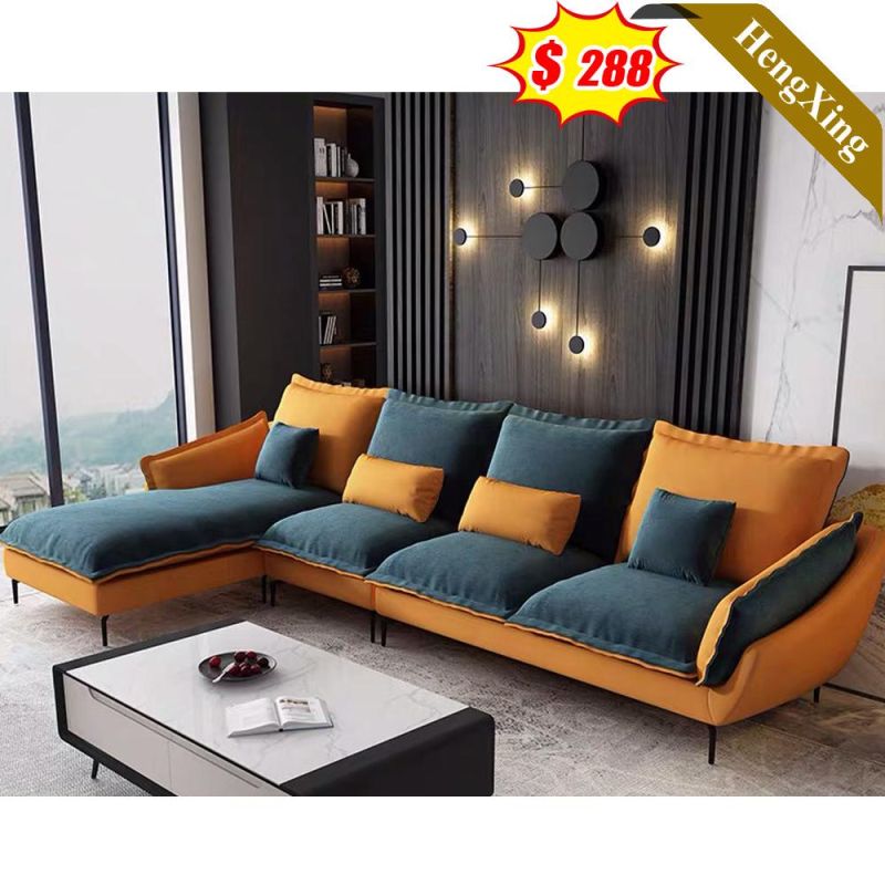Simple Classic Design Living Room Home Hotel Lobby Couch Sofa Modern Green and Orange Color Fabric Sofas Set