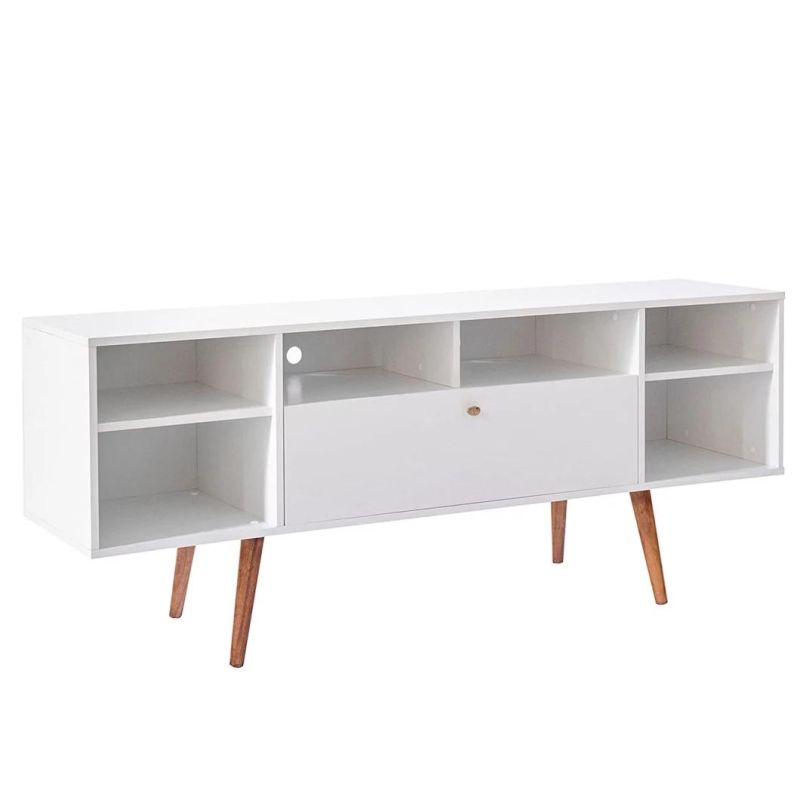 Modern 2 Door Glass Shelf TV Stand for Tvs up to 80 Inches, 70 Inch, Dark Walnut TV Stand Furniture TV Stand Wooden TV Cabinet