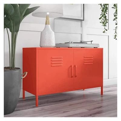 Modern Multifunctional Red Steel Storage Filing Cabinet TV Tand Console